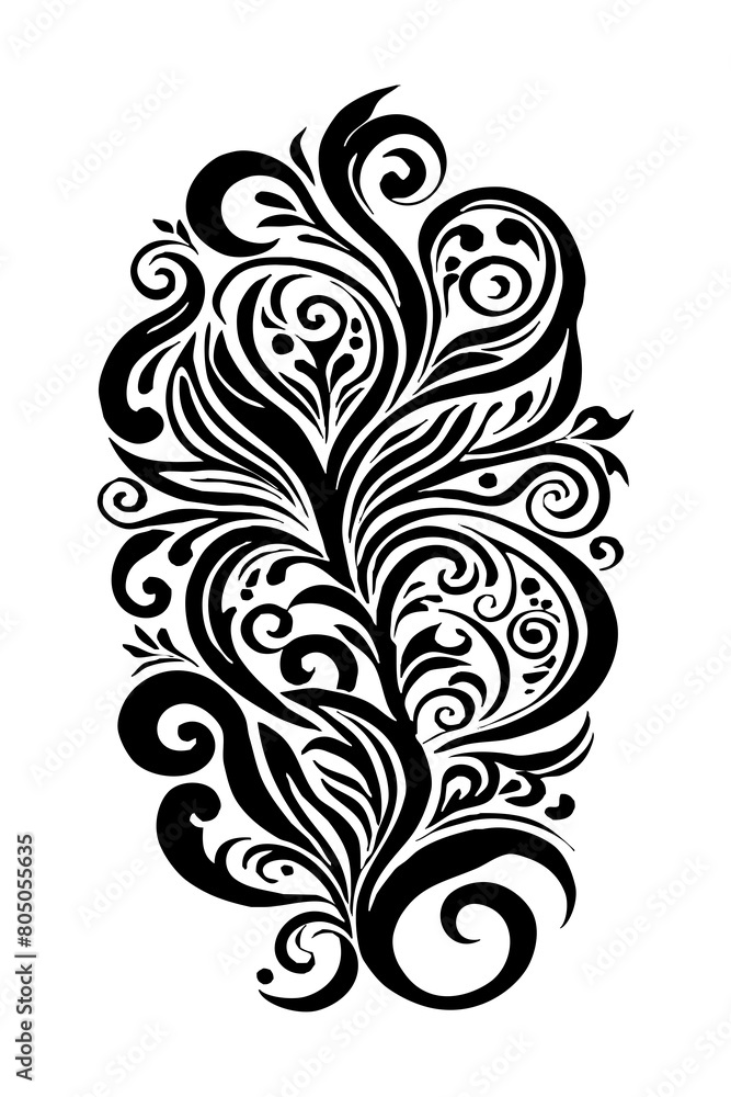 Botanical black and white pattern. For use on tattoos, posters, textiles, T-shirt printing. Generated by Ai Botanical black and white pattern. For use on tattoos, posters, textiles, T-shirt printing. Generated by Ai