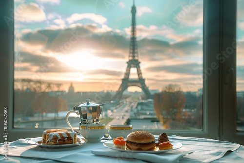Parisian Breakfast With Eiffel Tower View