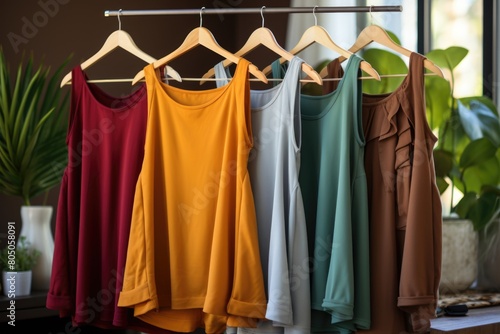 Woman clothes or shirts hanged