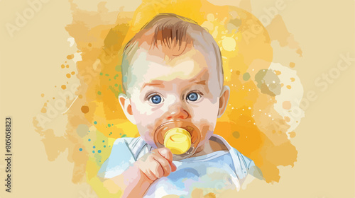 Baby nibbler on color background Vector style vector photo
