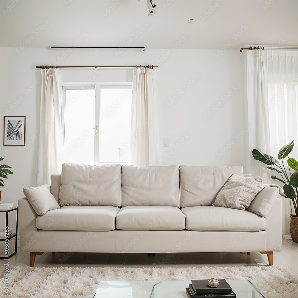 Fototapeta premium modern living room interior design with white sofa