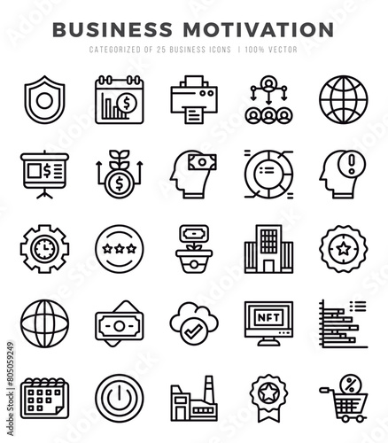 Business Motivation elements. Lineal web icon set. Simple vector illustration.