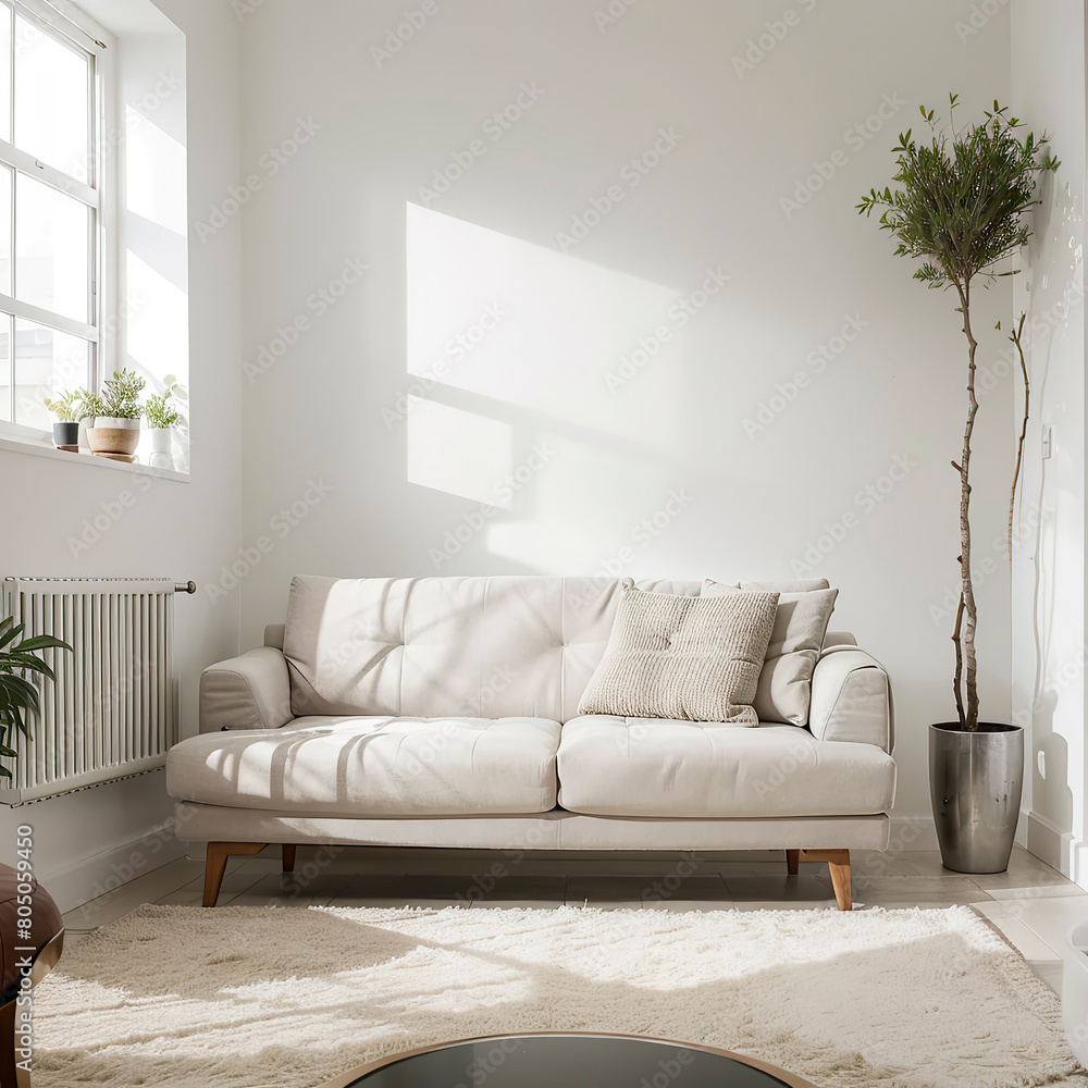 Fototapeta premium modern living room interior design with white sofa