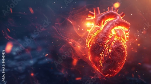 Life glowing inside human heart, heart pulse concept hyper realistic 