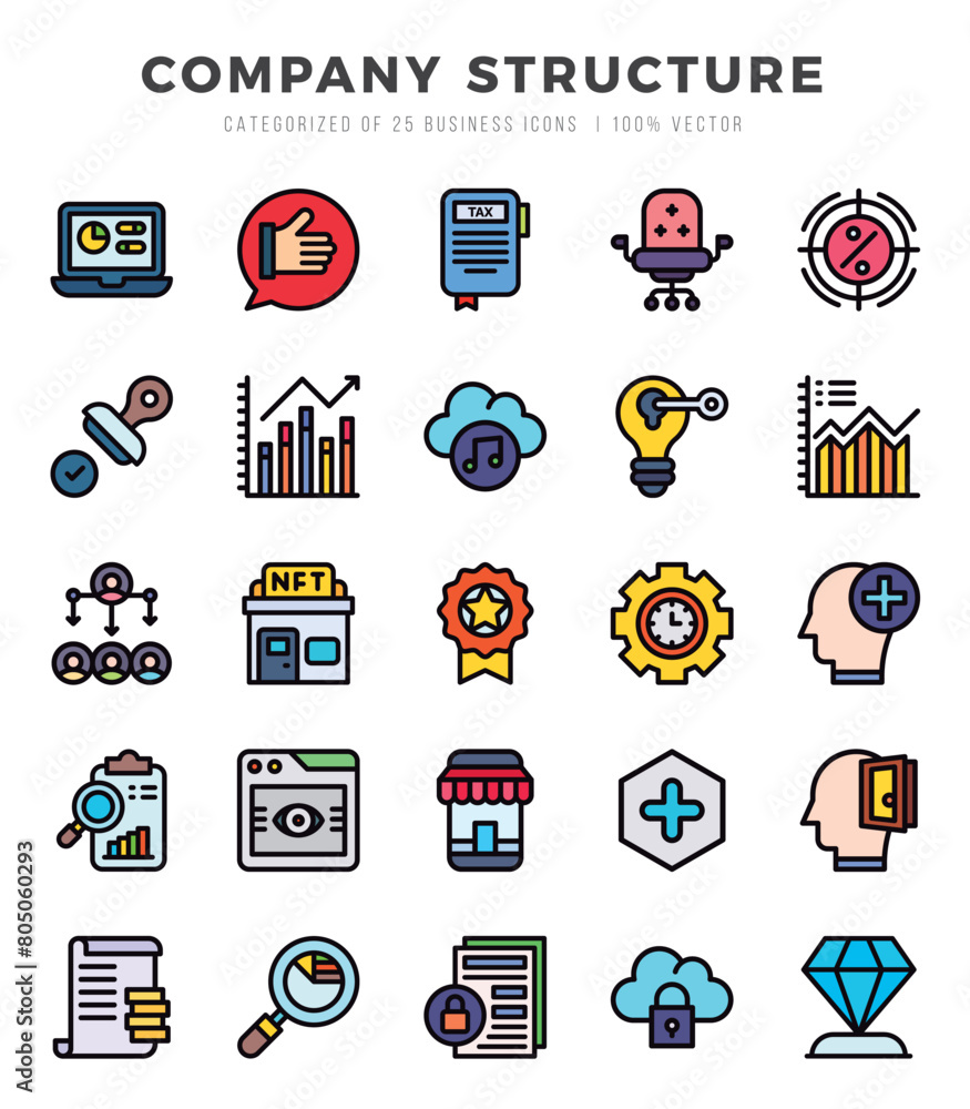 Company Structure icons Pack. Lineal Color icons set. Company Structure collection set. Company Structure icons Pack. Lineal Color icons set. Company Structure collection set.