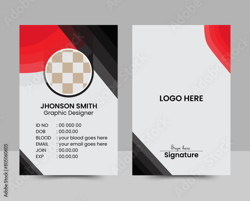 Modern and creative layout id card design | Corporate company employee identity card design with two color variation bundle.
 photo