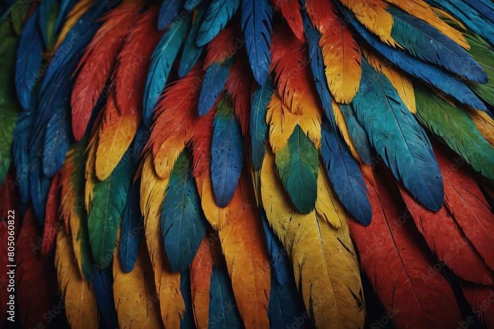 Obraz premium A close up of a bird's feathers with a rainbow of colors