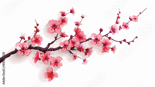 Beautiful blossoming branch on white background Vector