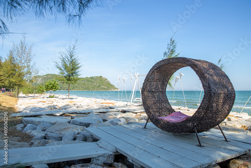 Beach in Prachuap Khirikhan waiting for visitors to relax and enjoy the view, Thailand photo