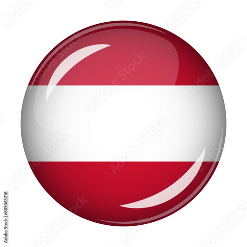 Flag of Austria in the form of a round shaped icon. Abstract concept. The national flag is convex in shape. Vector illustration