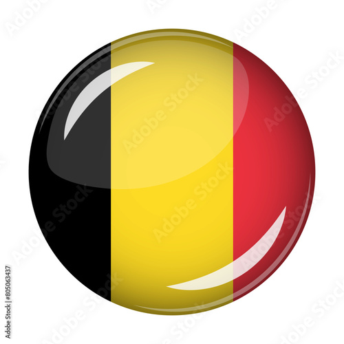 Flag of Belgium in the form of a round shaped icon. Abstract concept. The national flag is convex in shape. Vector illustration