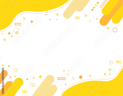 幾何学模様のレトロポップなフレーム素材　黄