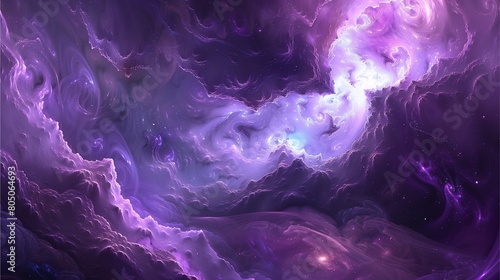 A surrealistic interpretation of a cosmic nebula using vibrant shades of purple.