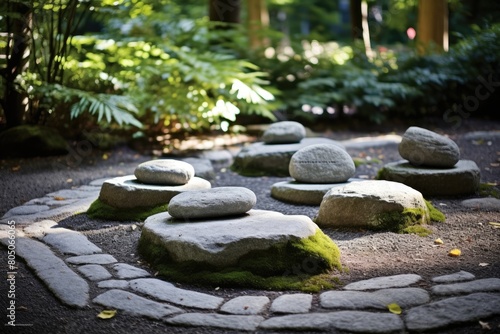 Inspirational Haiku Stones: Stones inscribed with haikus strategically placed throughout the garden. © OhmArt