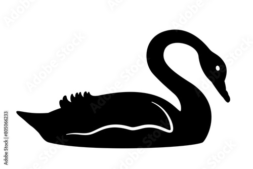 Black swan, outline and silhouette of a large waterbird. A symbol for black swan events and theory, a metaphor for unexpected events of large magnitude and consequence and of dominant role in history.