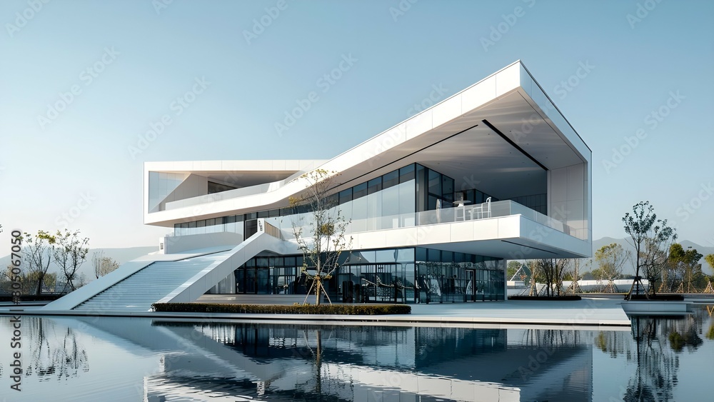 A modern and artistic white building