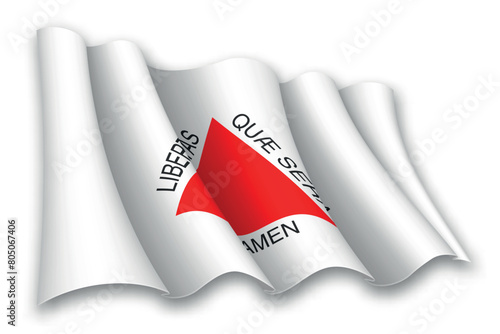 Realistic waving flag of Minas Gerais, state of Brazil