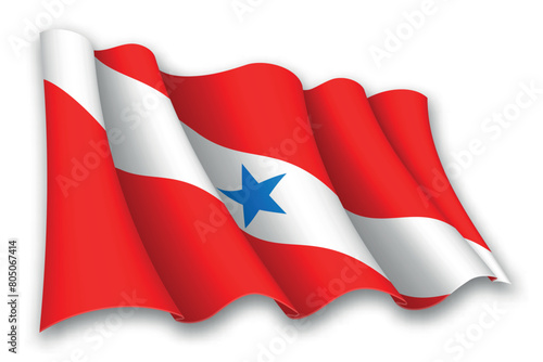 Realistic waving flag of Para, state of Brazil
