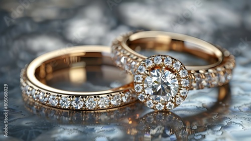 Highlights glamour of two gold diamond rings