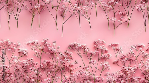   A collection of pink blossoms on a pink backdrop, surrounded by a pink floral border