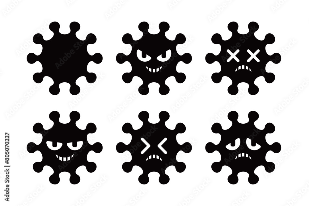 Fototapeta premium Set Of Simple Virus Vector Illustrations.Isolated On Transparent Background. 
