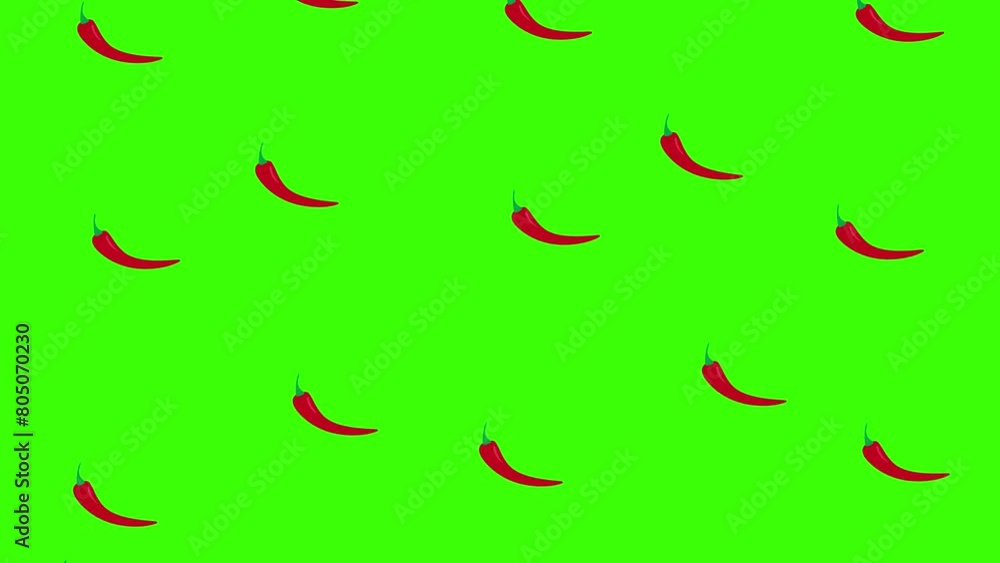 Red Chilli Animation concept with white backdrop and green screen, vegetable Red Chilli Animation concept with white backdrop and green screen, vegetable