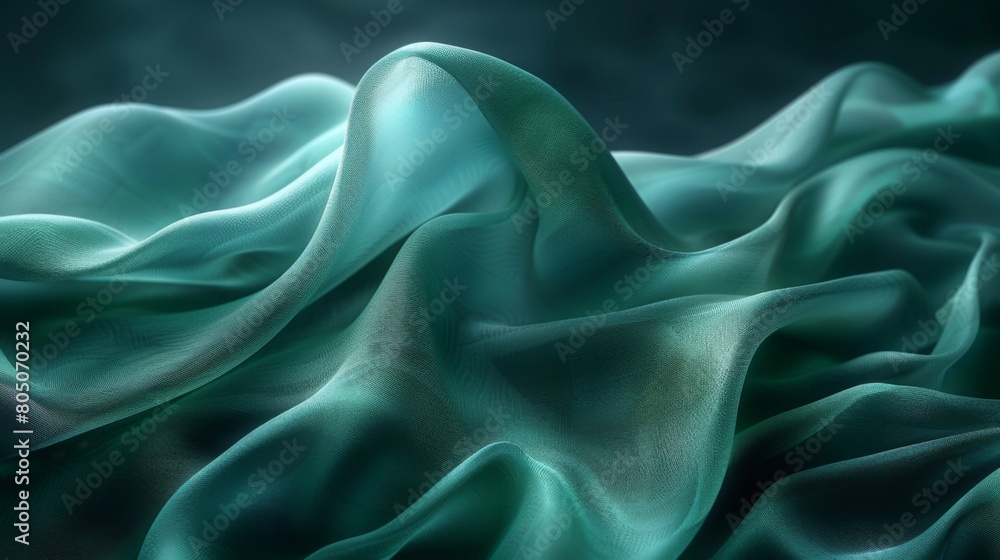 Elegant Teal Waves: Textured Fabric Background Ideal for Design and Art Elegant Teal Waves: Textured Fabric Background Ideal for Design and Art