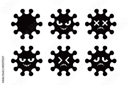 Set Of Simple Virus Vector Illustrations.Isolated On Transparent Background.
