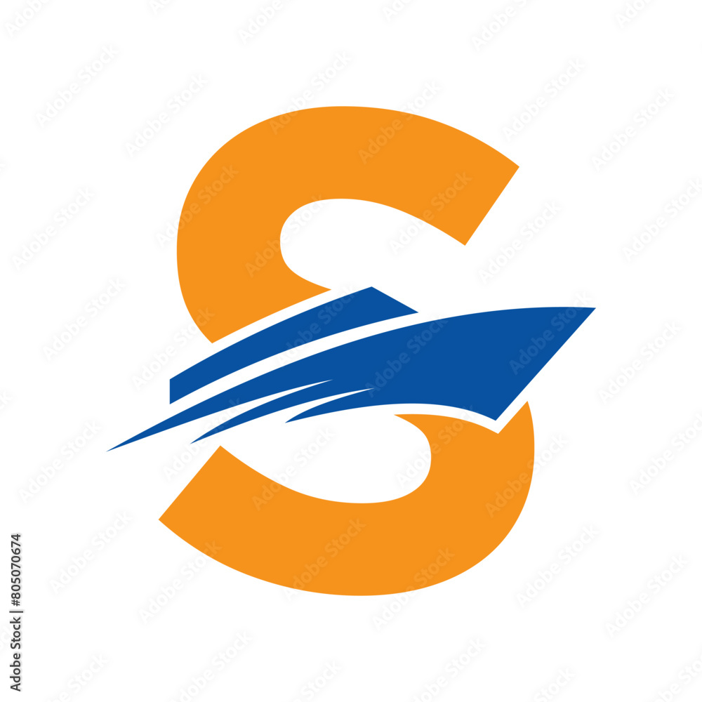 Initial Letter S Boat Logo For Yacht Sign. Maritime Symbol Vector ...
