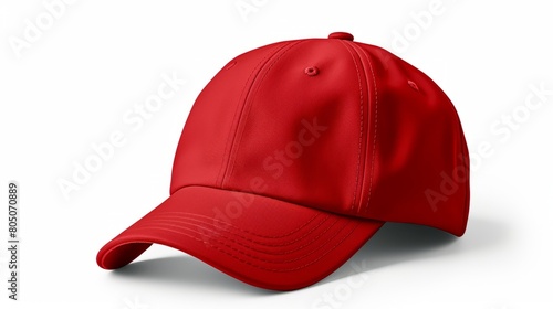 A red baseball cap on a white background