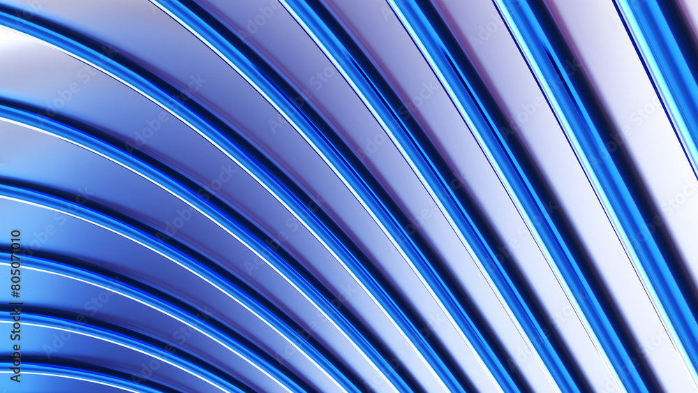 Obraz premium Abstract background, 3d blue metal wavy stripes pattern, interesting striped 3D wallpaper.