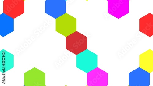 Colorful rainbow gradient hexagons turning. Modern  render smooth animation. Seamless loop abstract background 4k UHD (3840x2160)