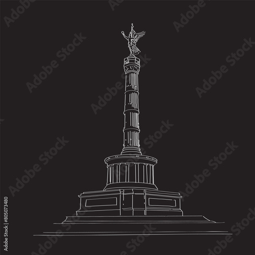 Illustration of  the famous Victory Column in the Tiergarten in Berlin, Germany
