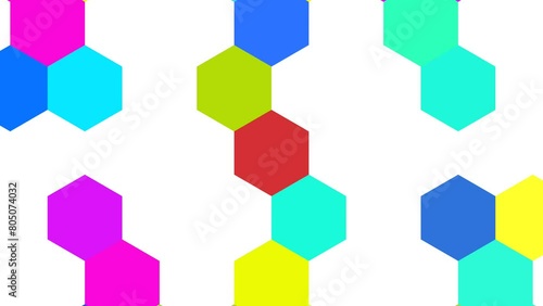 Colorful rainbow gradient hexagons turning. Modern  render smooth animation. Seamless loop abstract background 4k UHD (3840x2160)