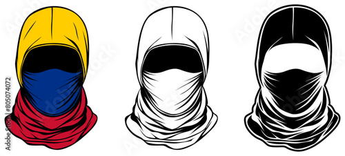 set mysterious coloumbia mask icon. columbian protester symbol vector illustration photo