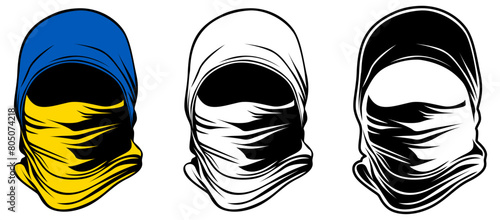 set Ukraine army mask icon. Ukraine mysterious mask design vector illustration