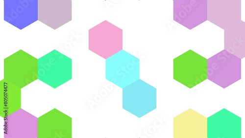 Colorful rainbow gradient hexagons turning. Modern  render smooth animation. Seamless loop abstract background 4k UHD (3840x2160)