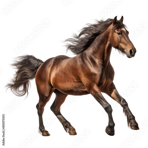 horse running isolated on transparent background cutout
