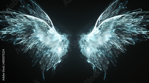White angel wings on black backdground