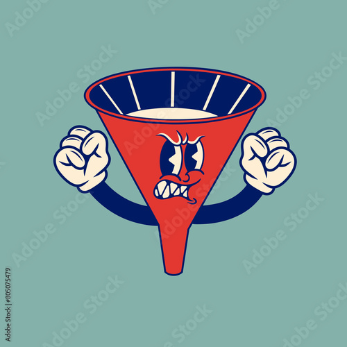 Retro character design from plastic funnel