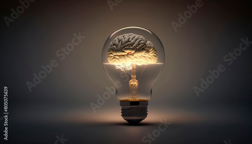 brains in a light bulb. Generative AI, © Erik