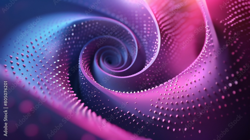 Galactic Twilight: 3D spirals harmonize with soft dots against a dark background, creating a futuristic tranquility. Galactic Twilight: 3D spirals harmonize with soft dots against a dark background, creating a futuristic tranquility.