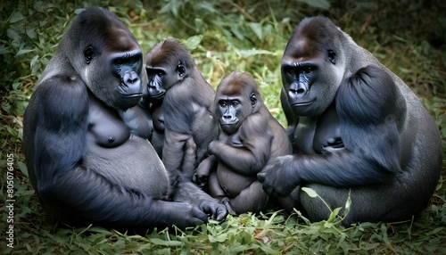 a family of gorillas huddled together for warmth o upscaled 8
