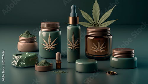 Wallpaper Mural hemp cosmetics. Generative AI, Torontodigital.ca
