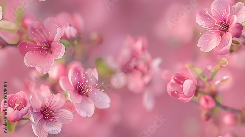   Pink flowers in focus on pink background with blur to bottom right © Igor