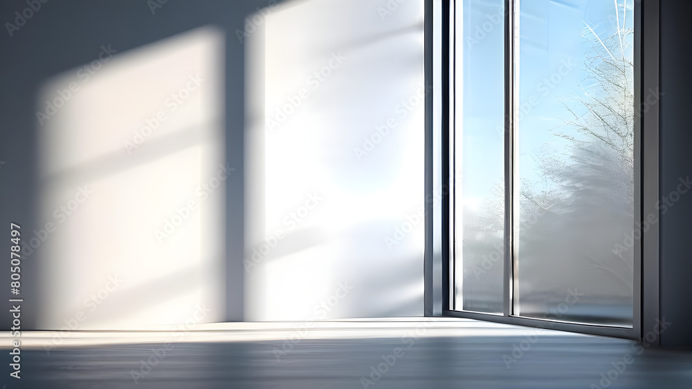 A minimalist interior with light from the window illuminating the interior of the room. A minimalist interior with light from the window illuminating the interior of the room.