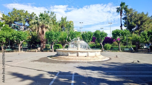 Photo of Petroula Square, located in the Kolonos neighborhood in Athens, Greece. Kolonos is a densely populated working-class district of Athens. It is named after the ancient deme, Hippeios Colonus.