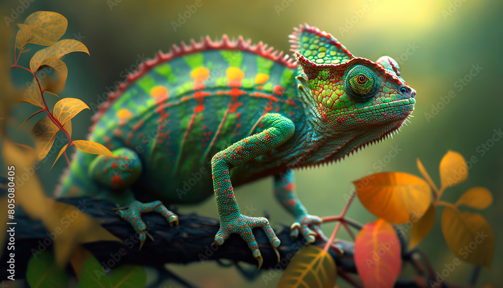 Obraz premium chameleon in nature. Generative AI,