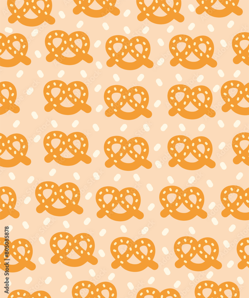 Pretzel pattern on a light pink background.