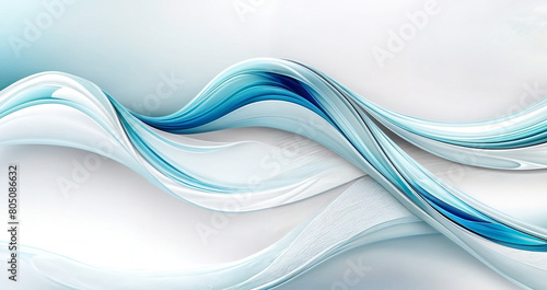 Illustration of a abstract backdrop wallpaper wavy blue and white design on a light grey background.